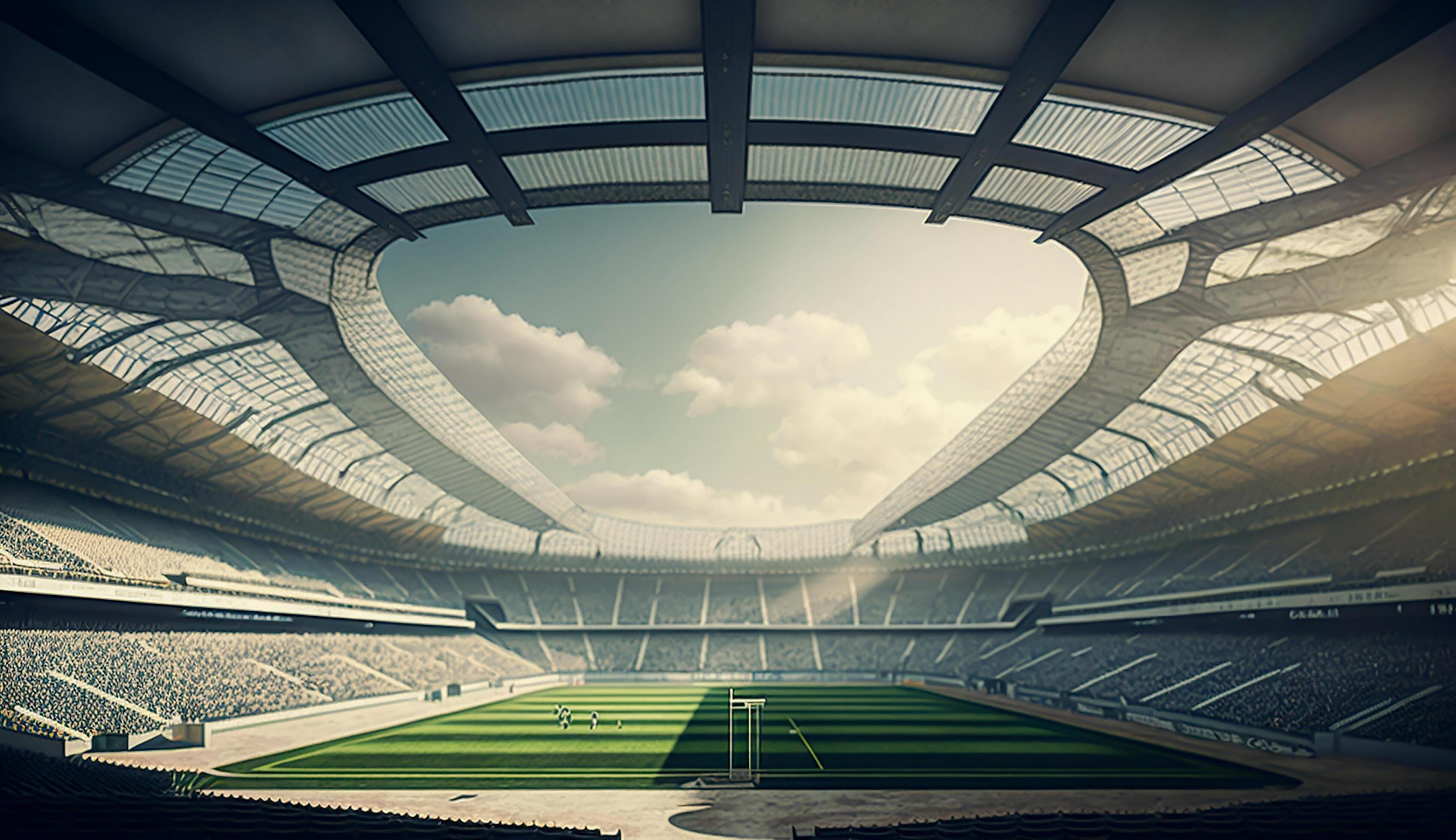 view inside soccer stadium with Fans on stadium game and audiences