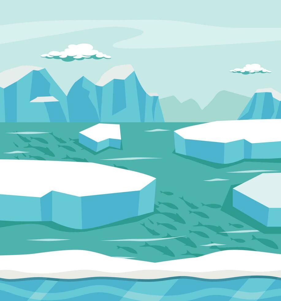 North pole Arctic Scene background vector