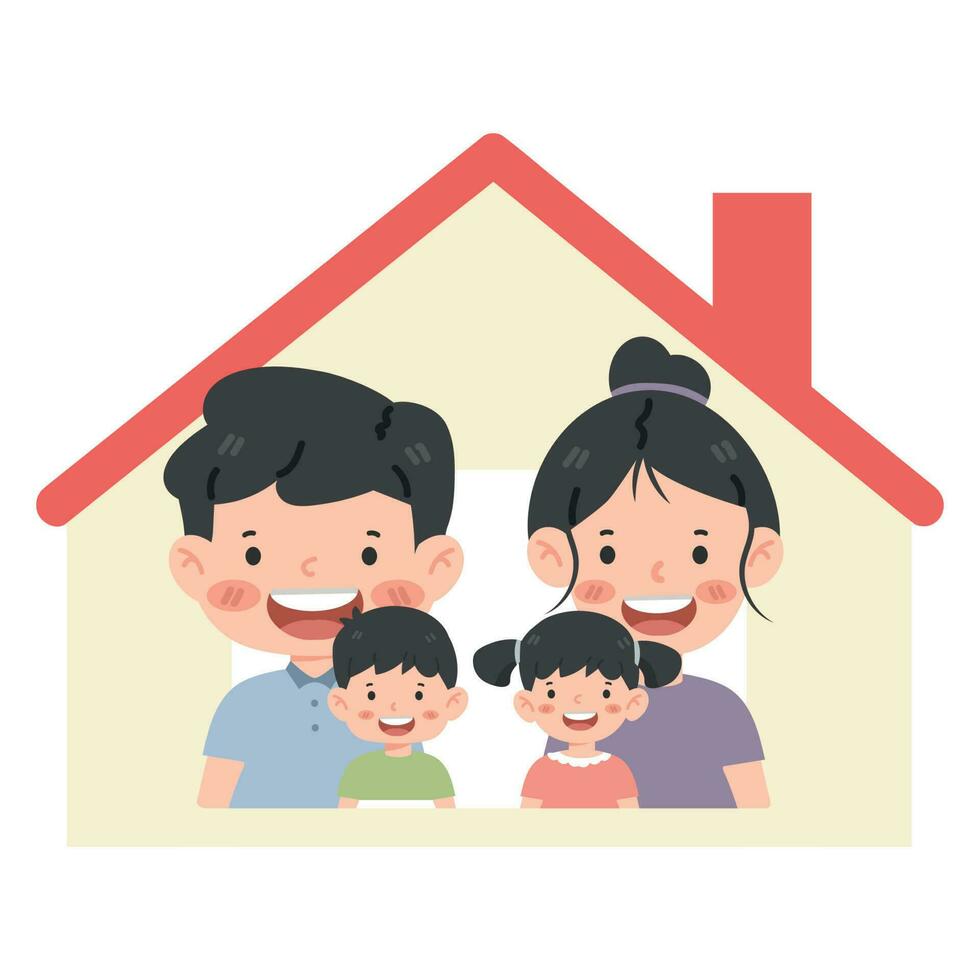 Happy family stay at home vector