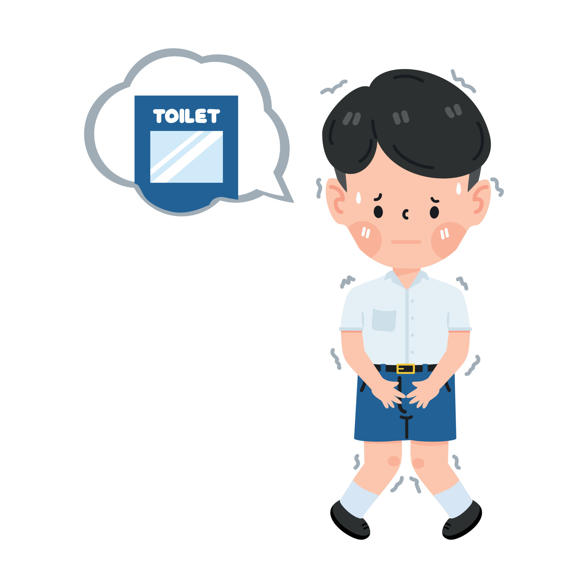 Kid boy wants to go to the toilet 24541963 Vector Art at Vecteezy