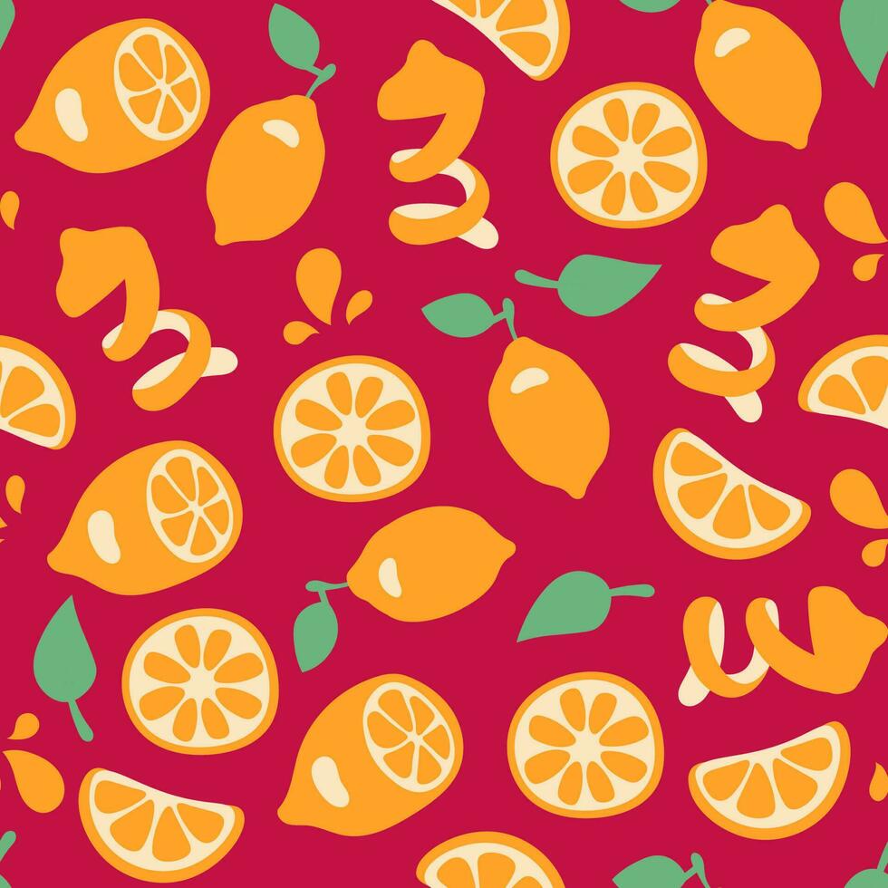 Lemon elements seamless pattern vector