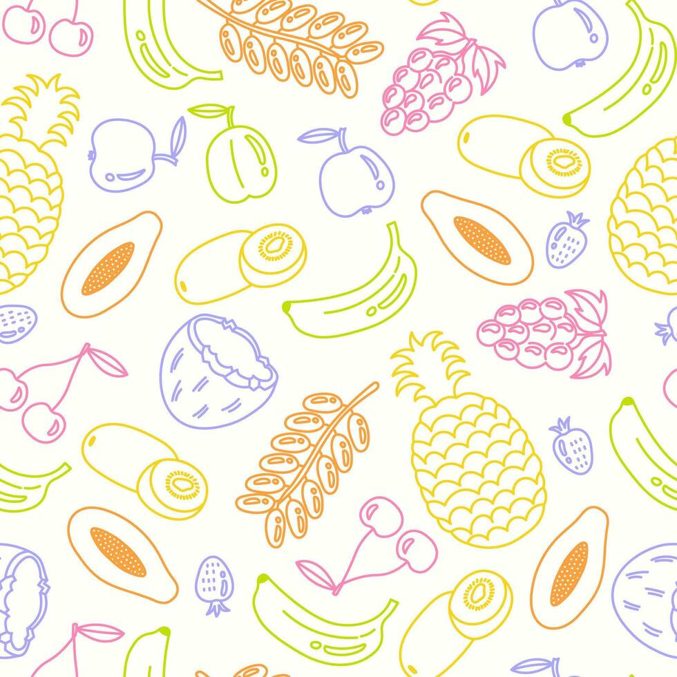 Colorful fruits seamless pattern vector