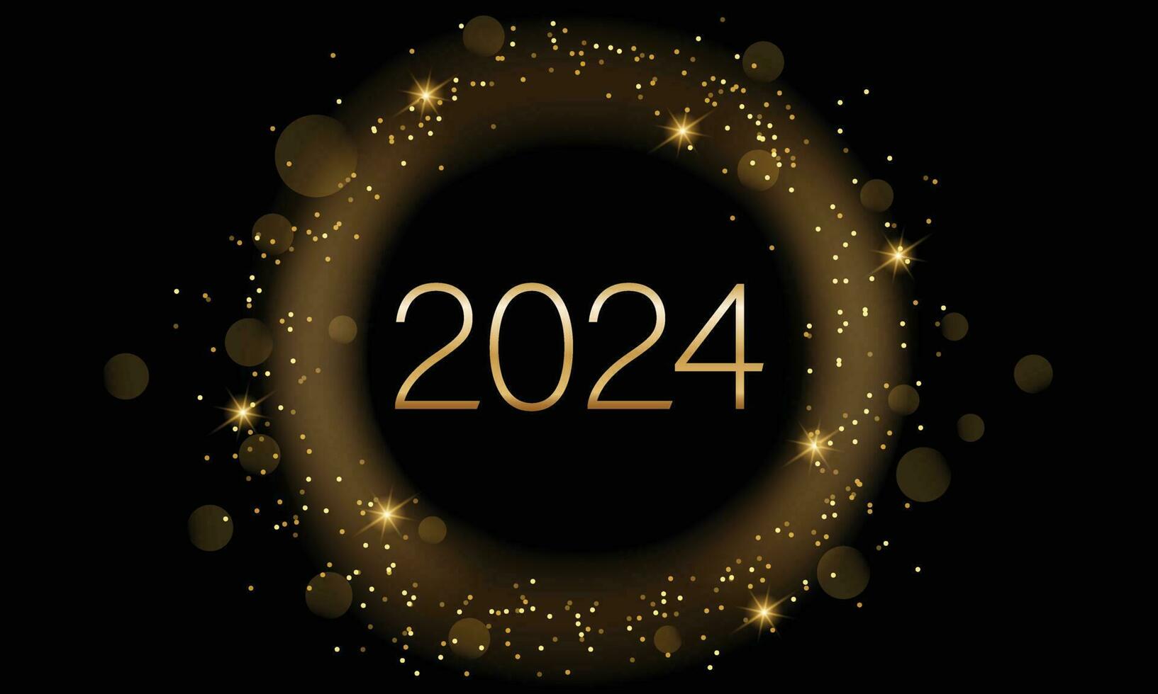 2024 New Year Abstract shiny color gold circle design element vector