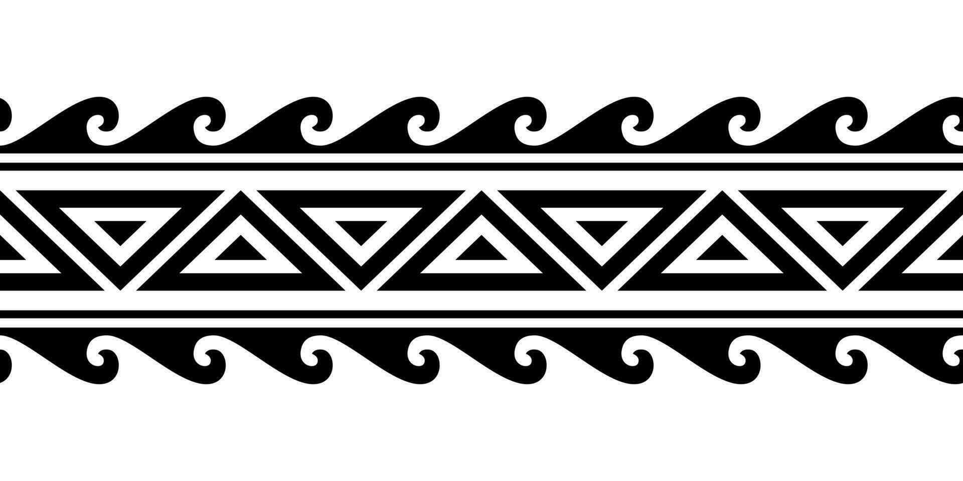 maorí polinesio tatuaje pulsera con olas y Dom símbolo. tribal manga sin costura modelo vector. vector