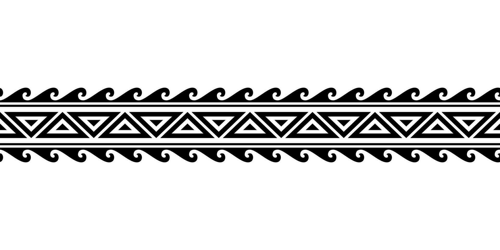 Maori polynesian tattoo bracelet with waves. Tribal sleeve seamless pattern vector. vector