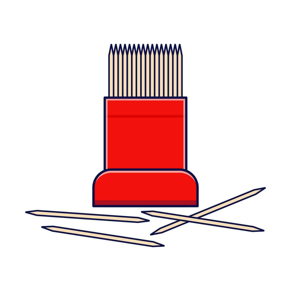 palillo de dientes con envase icono ilustración. aislado palillo de dientes vector en blanco antecedentes. plano diseño