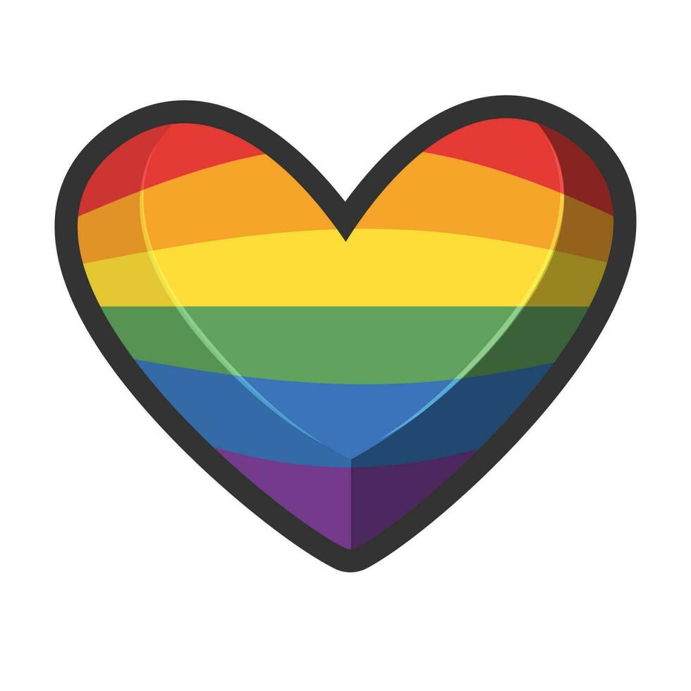 Lgbt rainbow flag in heart shape. Diversity representation symbol. vector