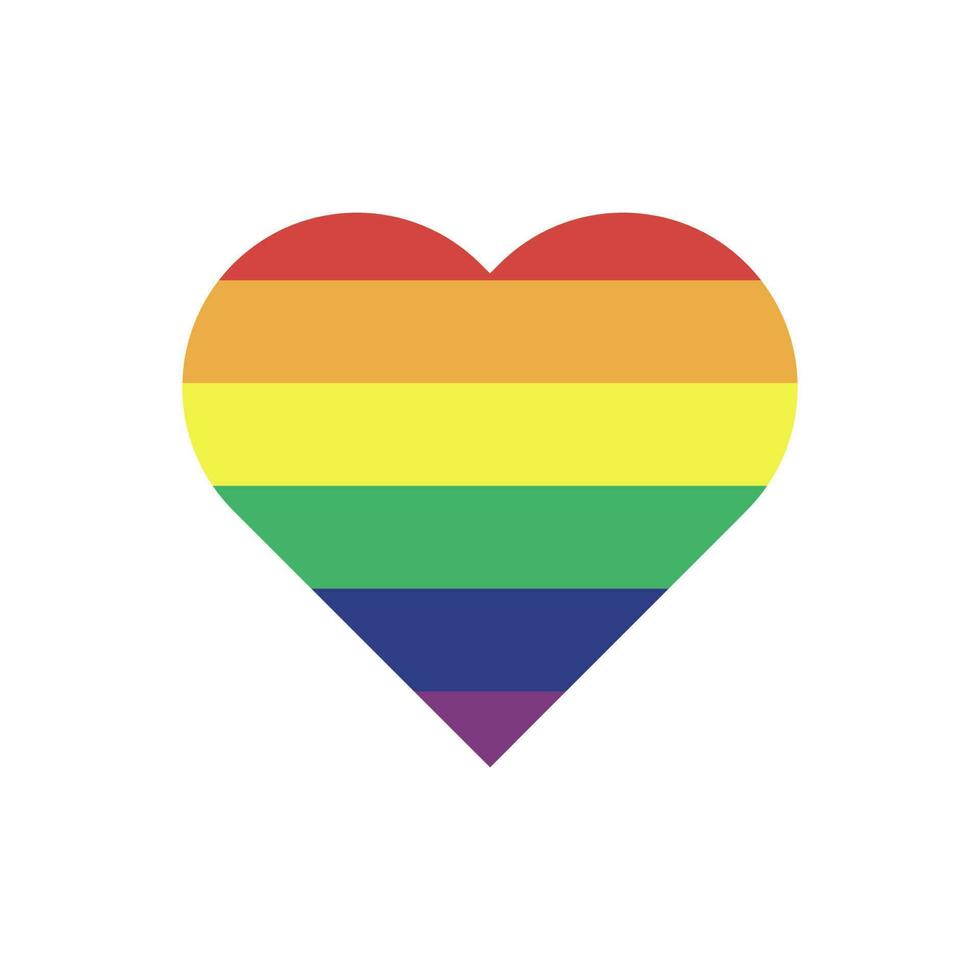 LGBTQ Pride love symbol. Heart shaped rainbow flag heart. Diversity representation. vector