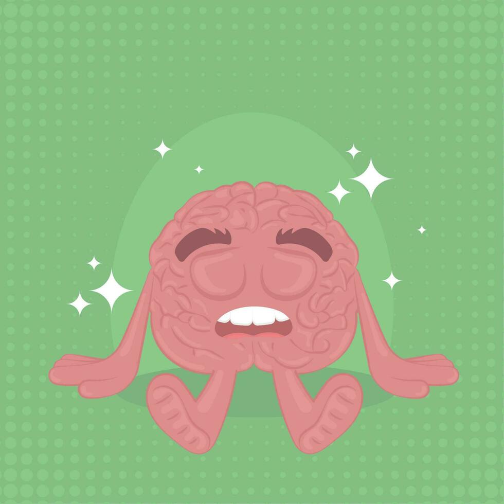 Isolated cute sleepy brain cartoon character Vector