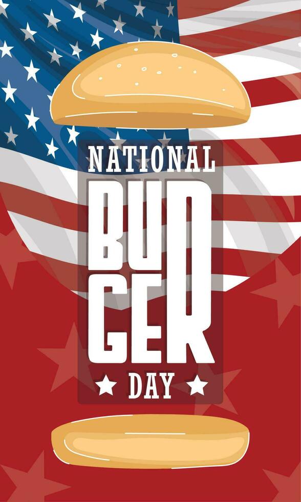 National burger day vertical template with burger buns Vector