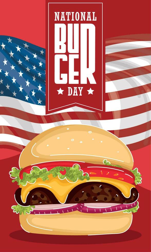 National burger day vertical template with cheeseburger Vector 24542298