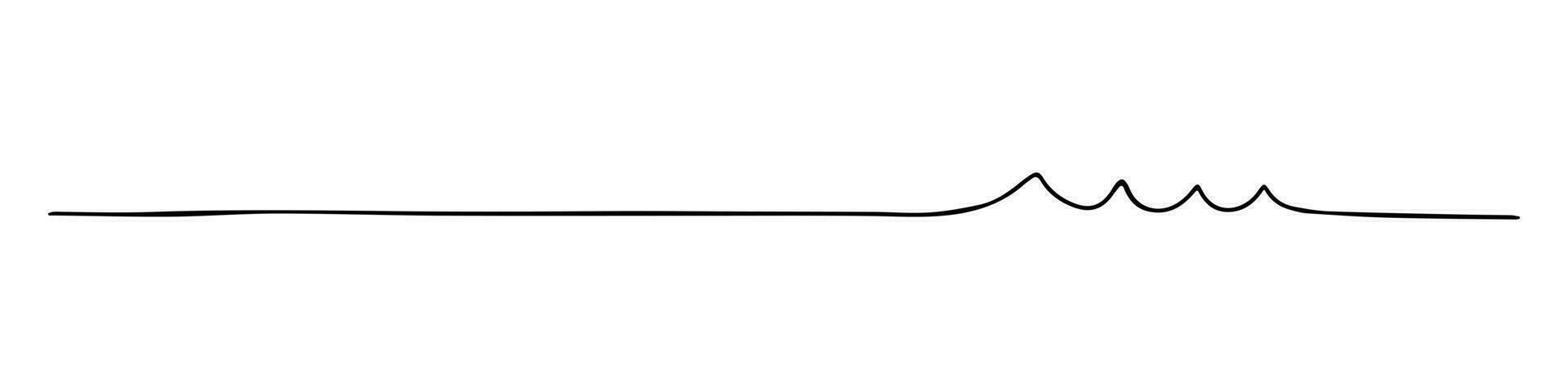 Handdrawn line of a sea wave. Abstract wave drawn with a