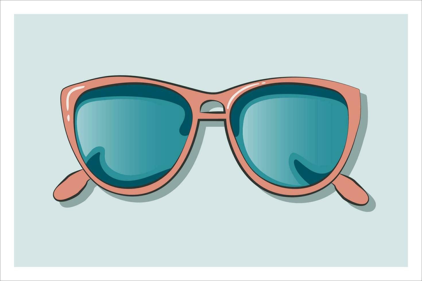 Simple sun glasses with on mint colored background. Vector reflection.  Vector Illustration for design, textile, social media
