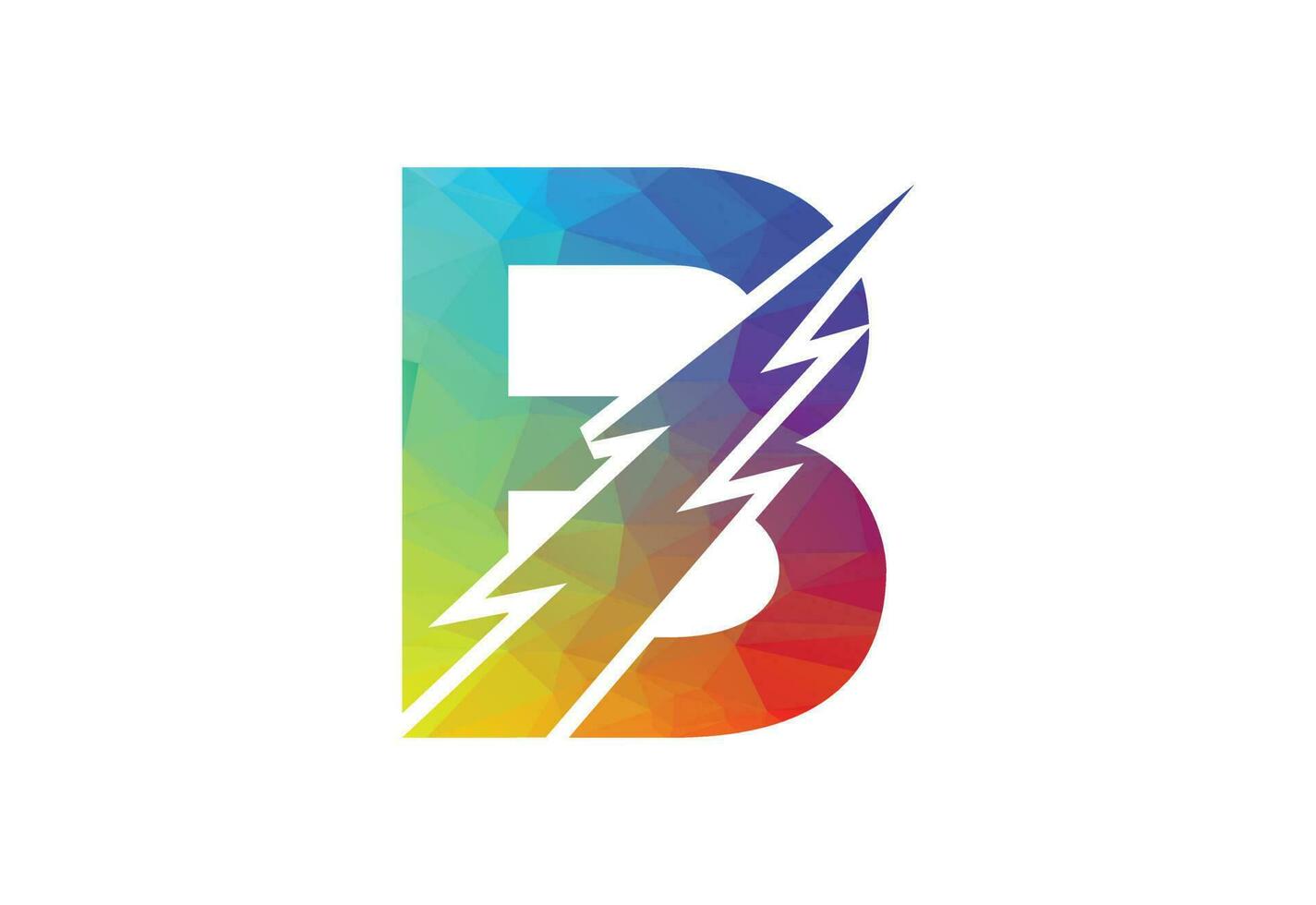 Low Poly and Initial B letter logo with Creative symbol, Vector design template