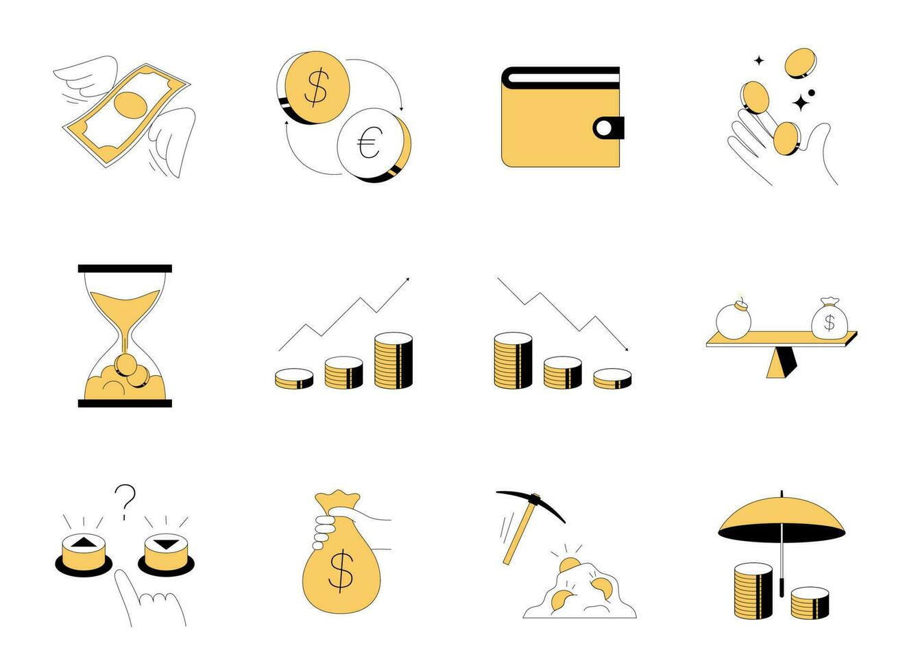 Money Related Thin Line Icon Set vector