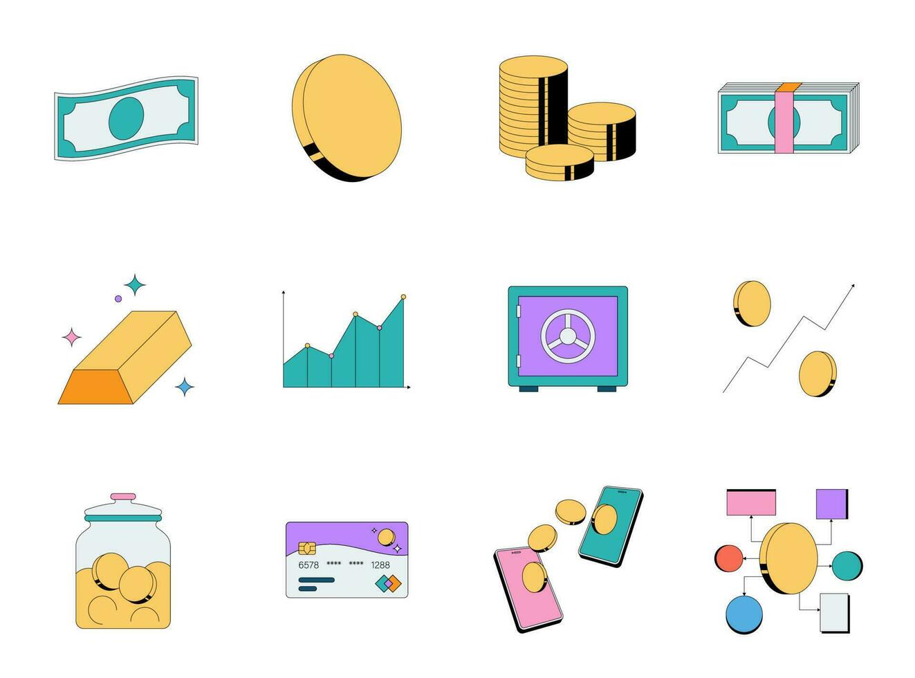 Money Related Thin Line Icon Set vector