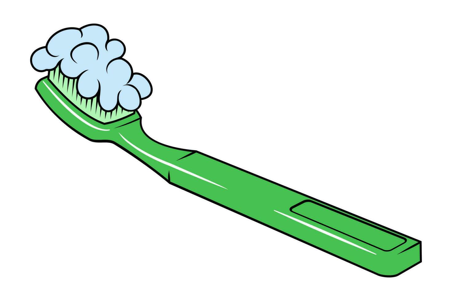 Simple cartoon toothbrush with toothpaste. Vector clipart isolated on white.