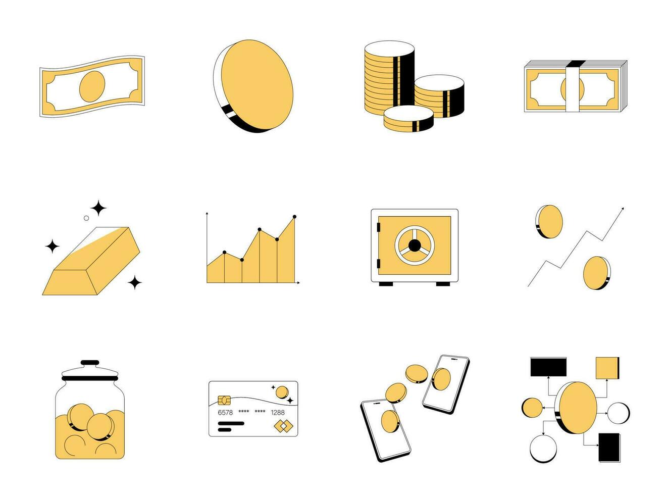 Money Related Thin Line Icon Set vector