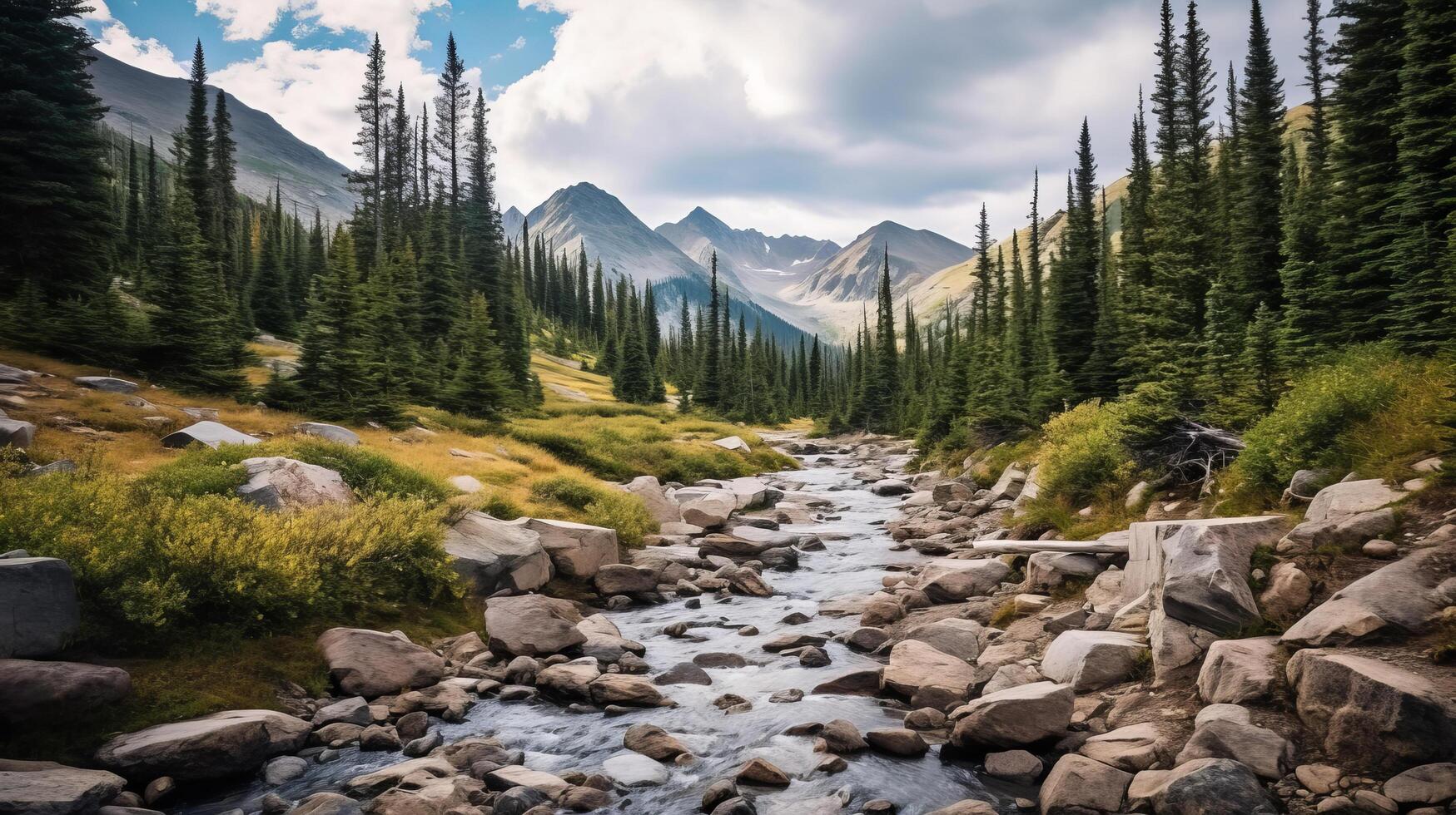 Mountain river. Illustration AI Generative 24542457 Stock Photo at Vecteezy