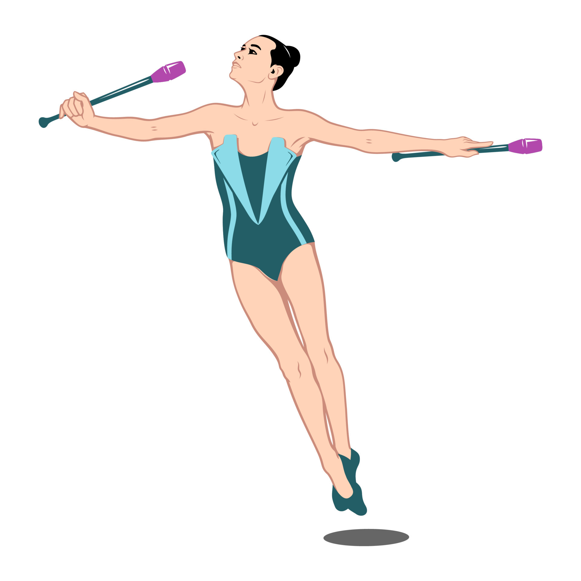 Gymnast with clubs. Rhythmic Gymnastics. Vector drawing. Clubs are separate  objects. 24542559 Vector Art at Vecteezy