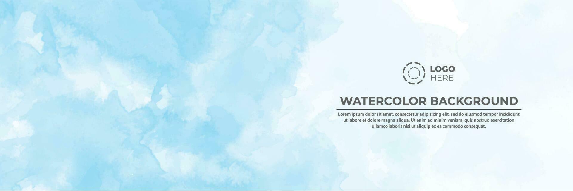 Blue Banner With Watercolor Background vector