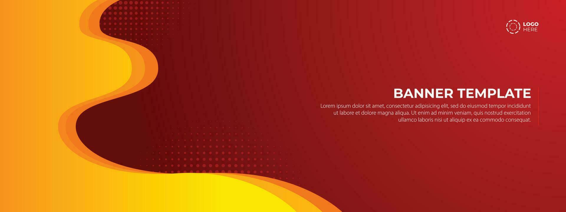 Abstract red and yellow fluid banner design vector