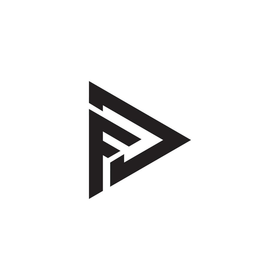 Modern triangle shape letter FD with play sign creative logo. FD logo. DF logo vector