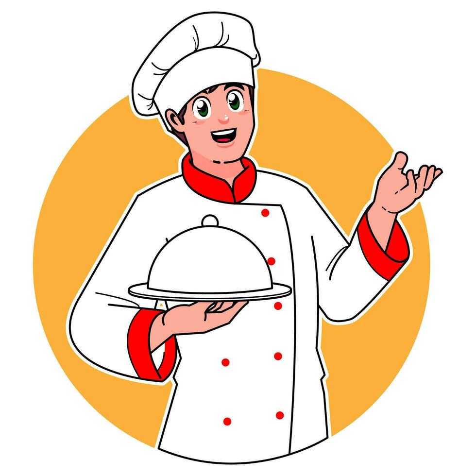 Professional chefs serve delicious dishes vector