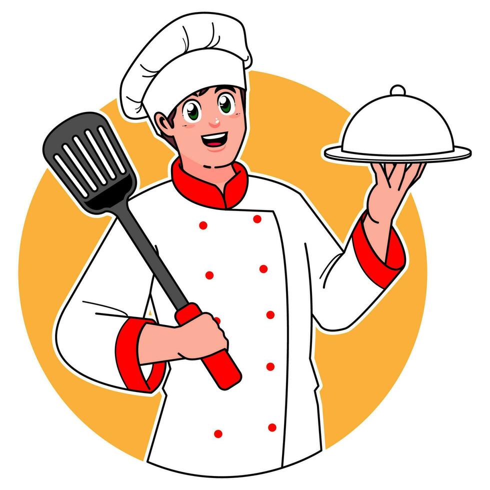 profesional cocineros servir delicioso platos vector