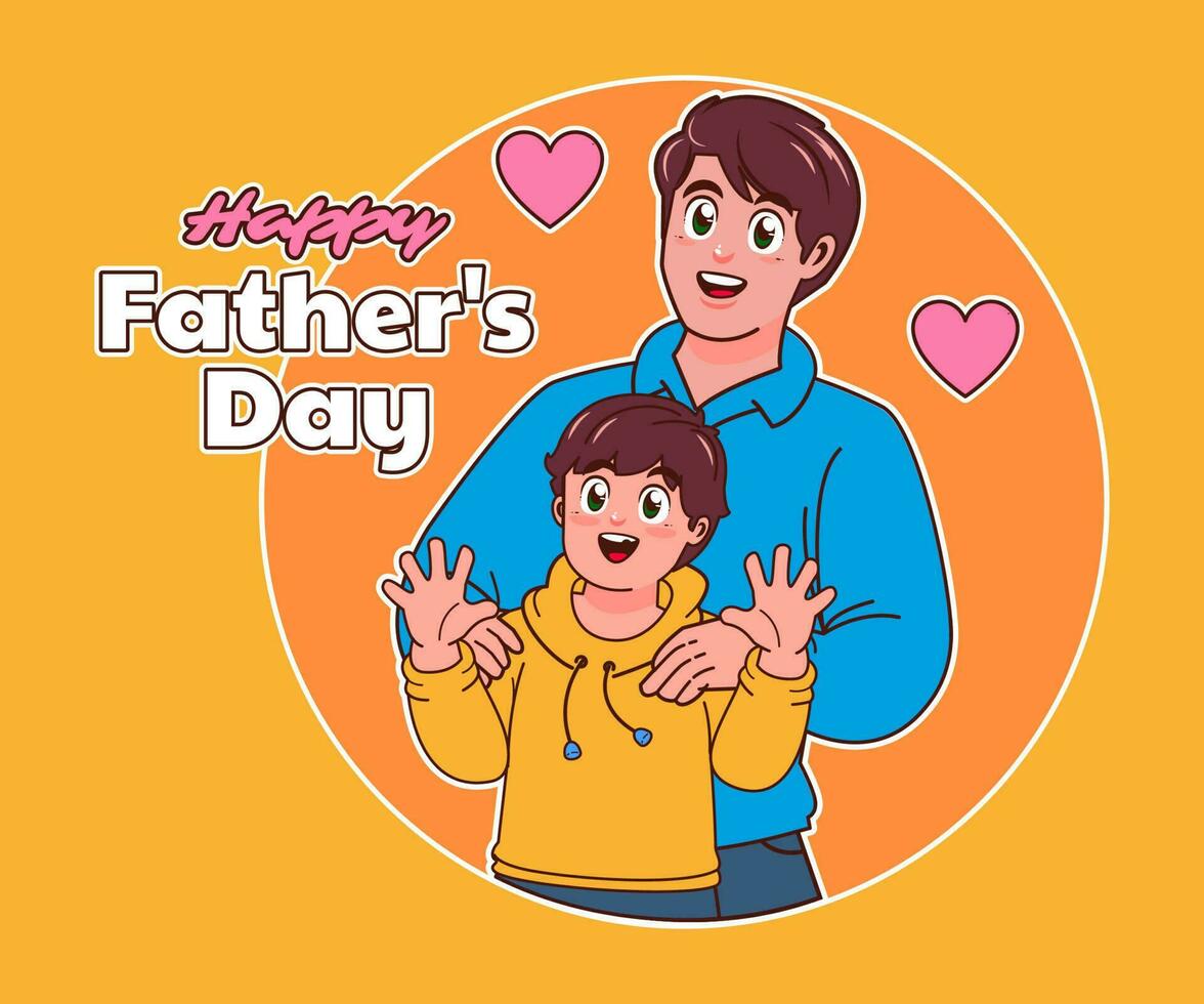 happy fathers day, father and son vector
