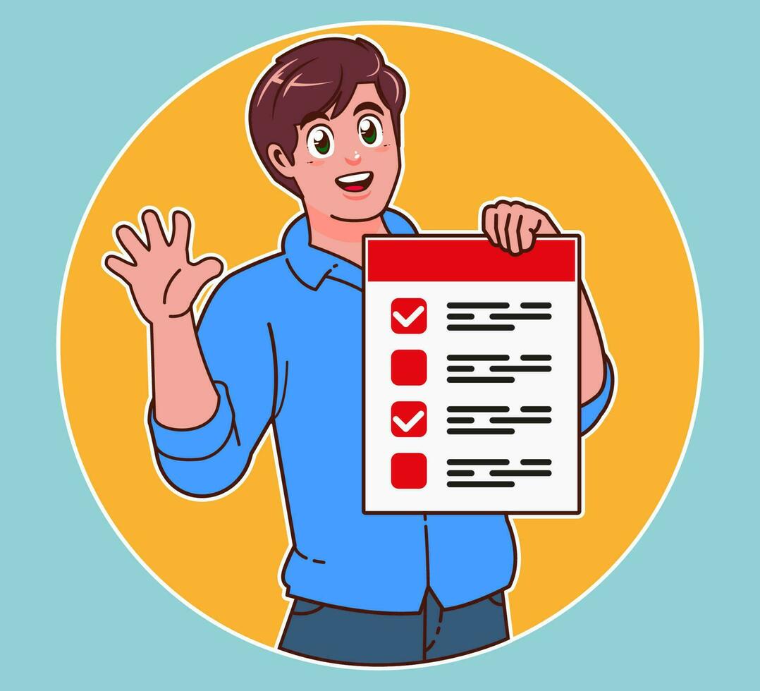 a man holding a requirement sheet vector