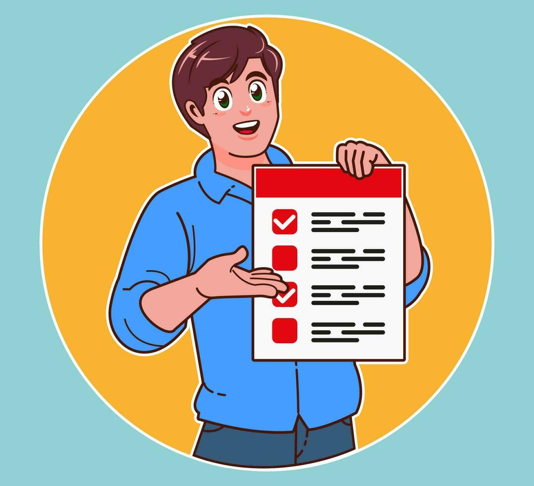 a man holding a requirement sheet vector