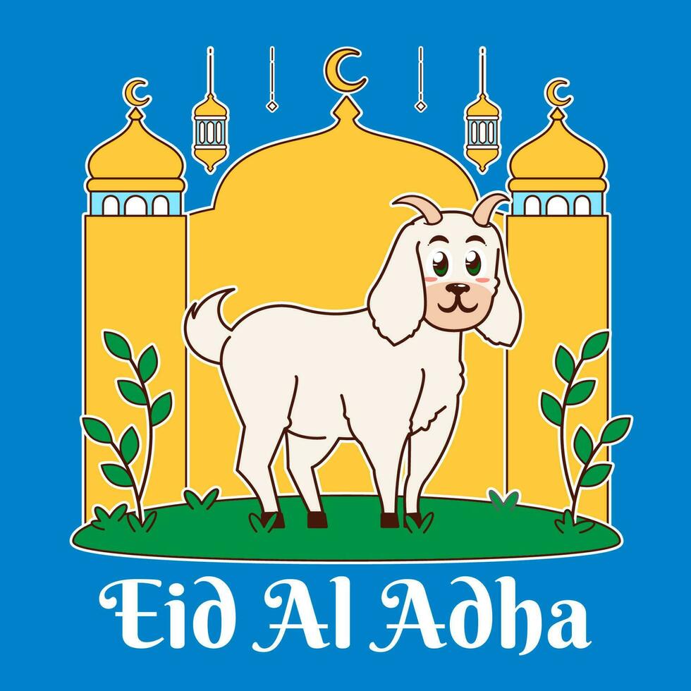 Eid Al Adha with goat vector