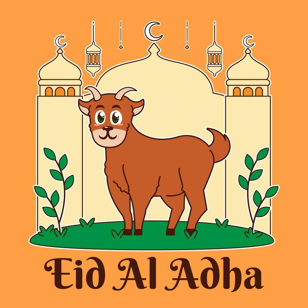 Eid Al Adha with goat vector