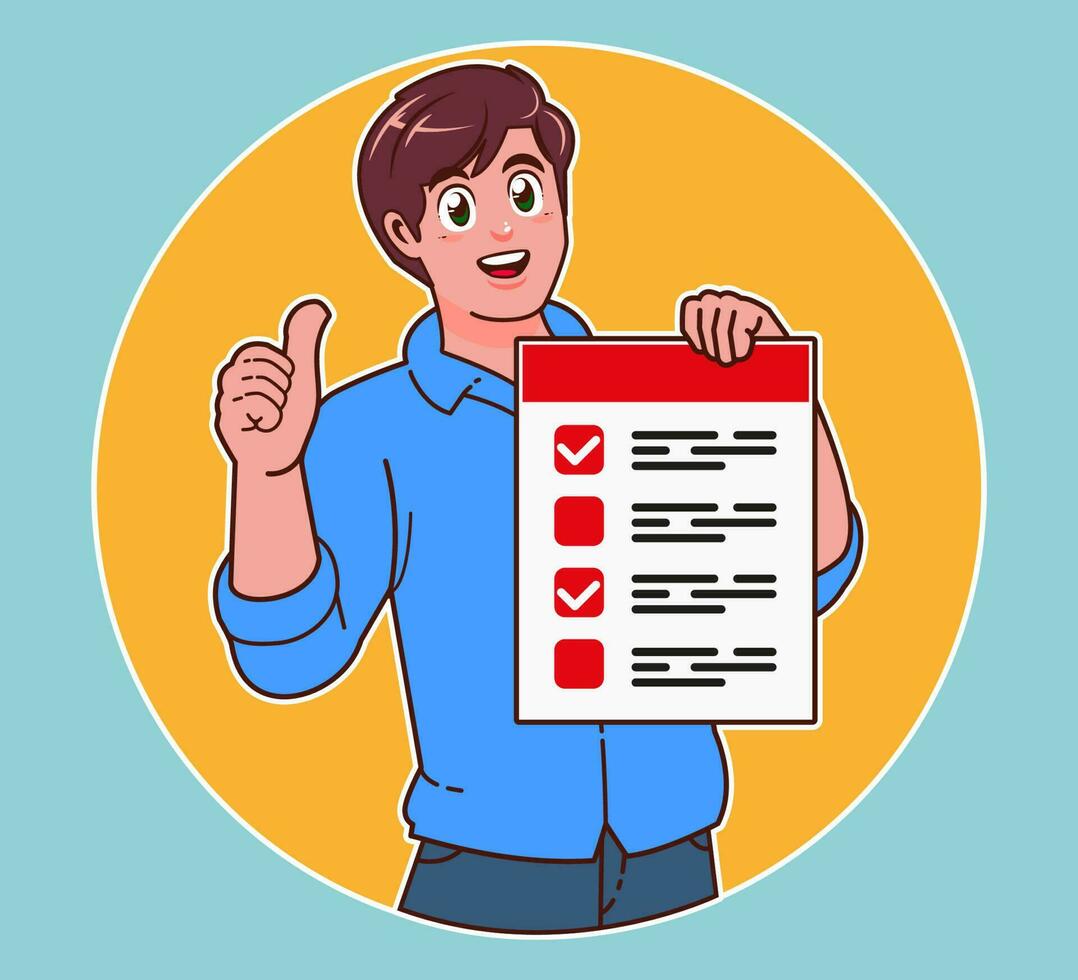 a man holding a requirement sheet vector