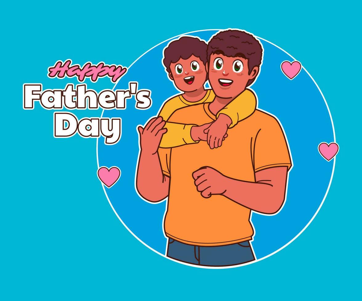 happy fathers day, father and son vector