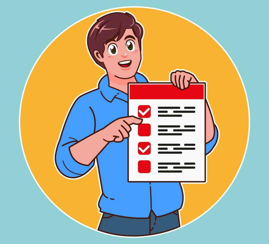 a man holding a requirement sheet vector