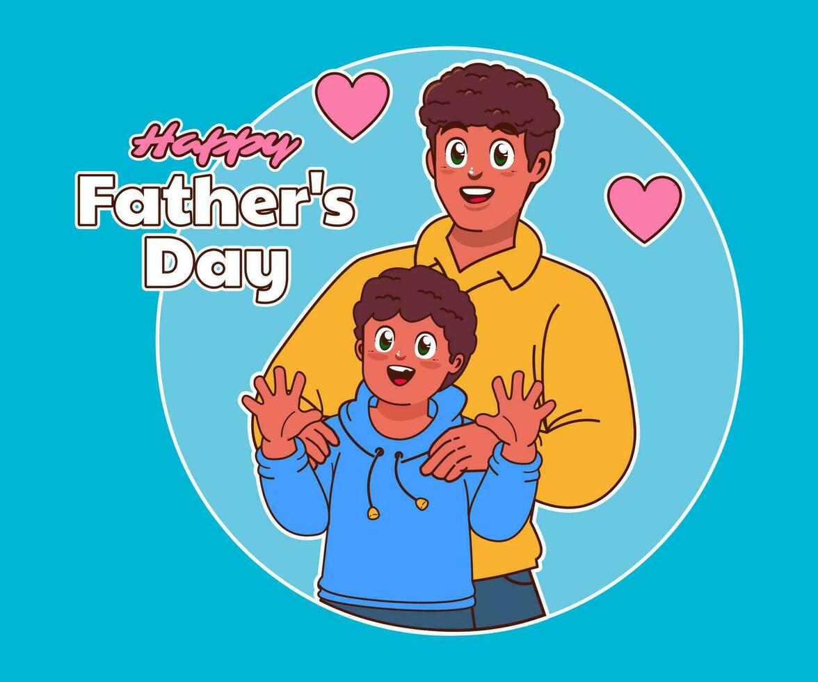 happy fathers day, father and son vector