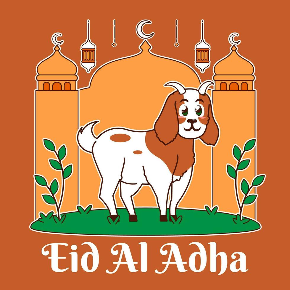 Eid Al Adha with goat vector