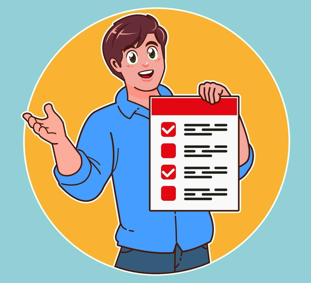 a man holding a requirement sheet vector