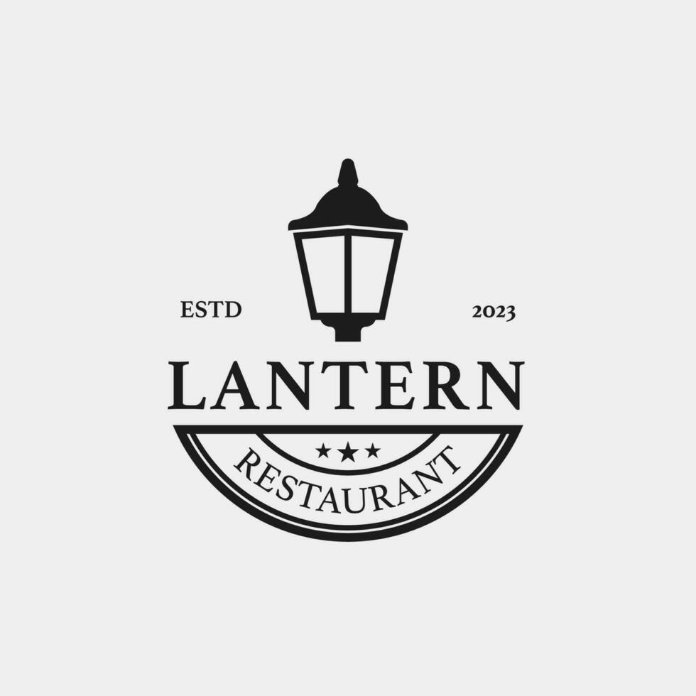 Creative lantern post lamp restaurant vintage logo design vector concept illustration idea