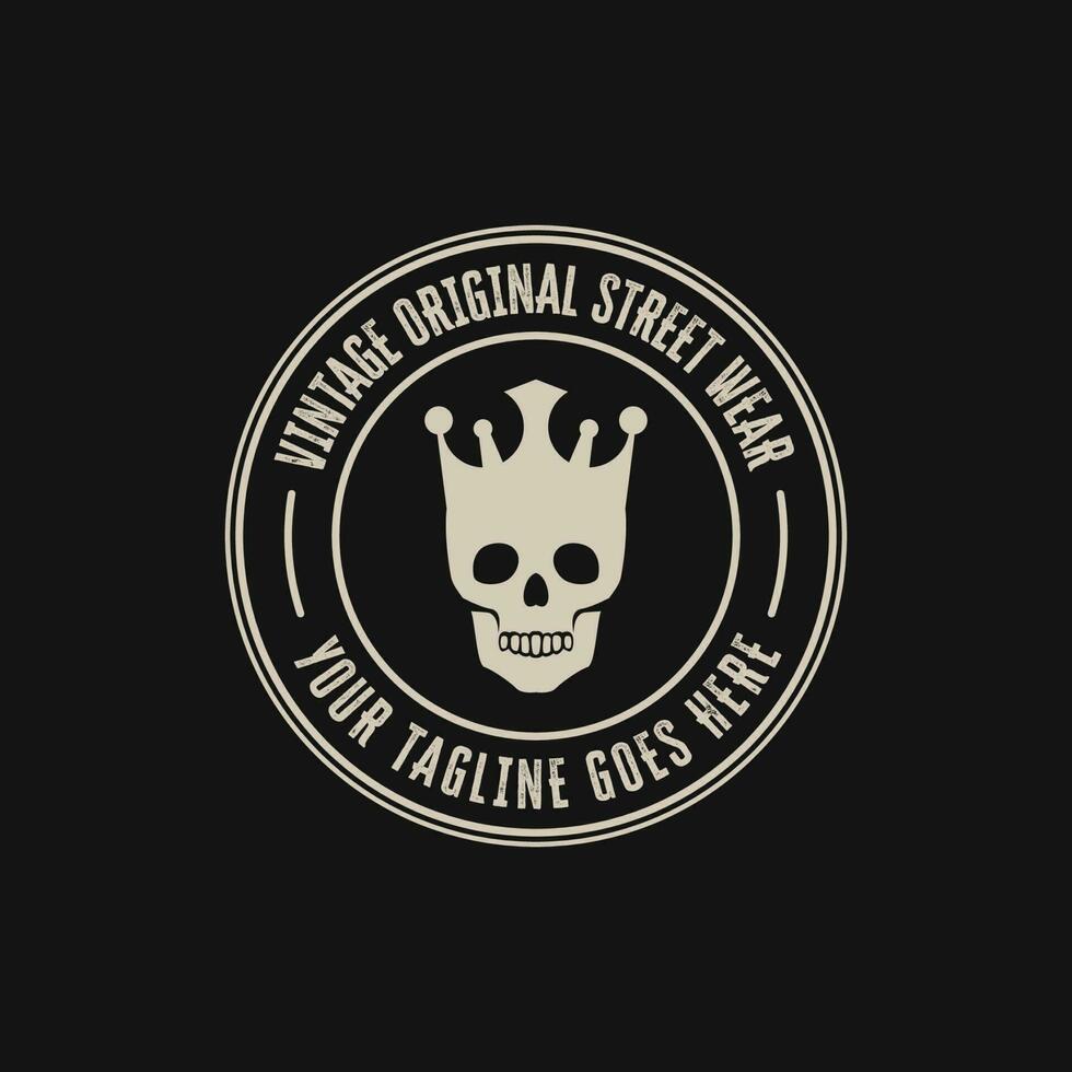 Skull with crown logo design concept illustration idea vector