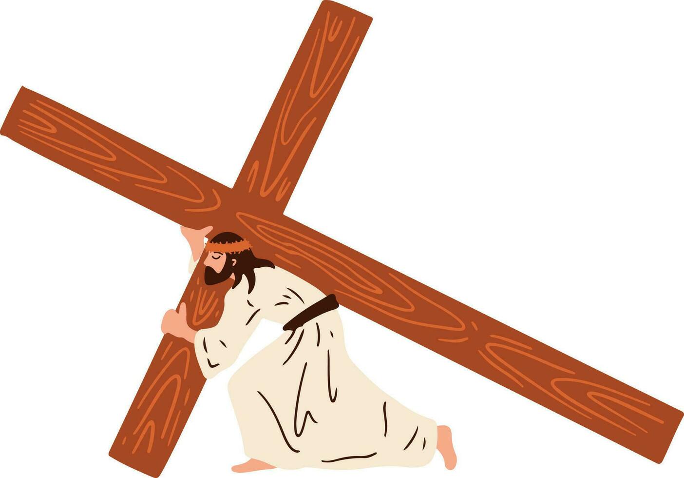 Jesús que lleva el cruzar ilustración vector