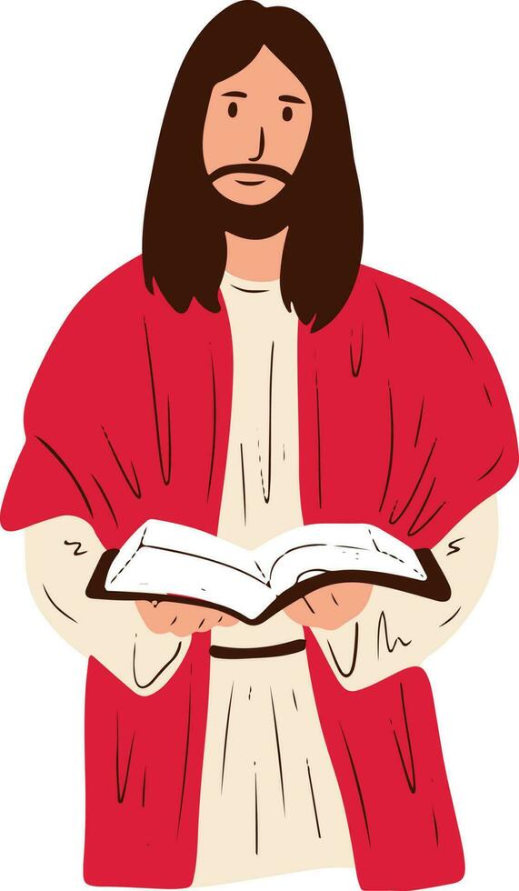 Jesus Christ Holding Holy Bible Illustration vector