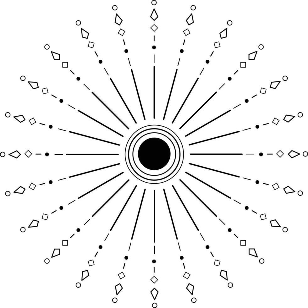 Aesthetic Celestial Sun Line Art vector
