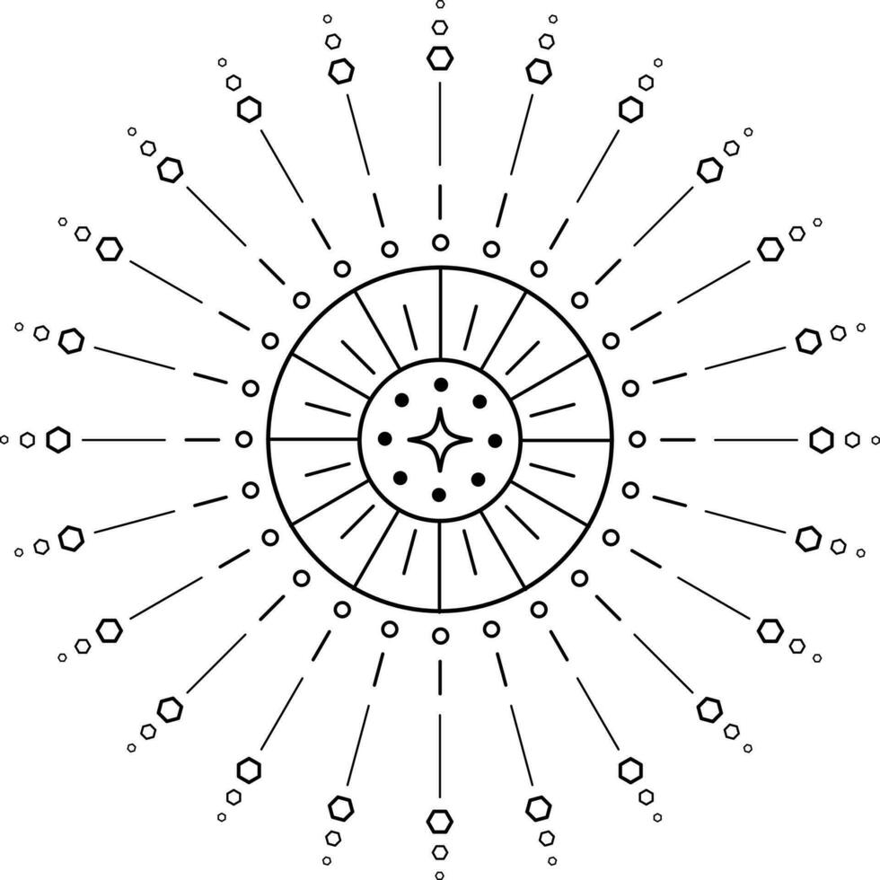 Aesthetic Celestial Sun Line Art vector