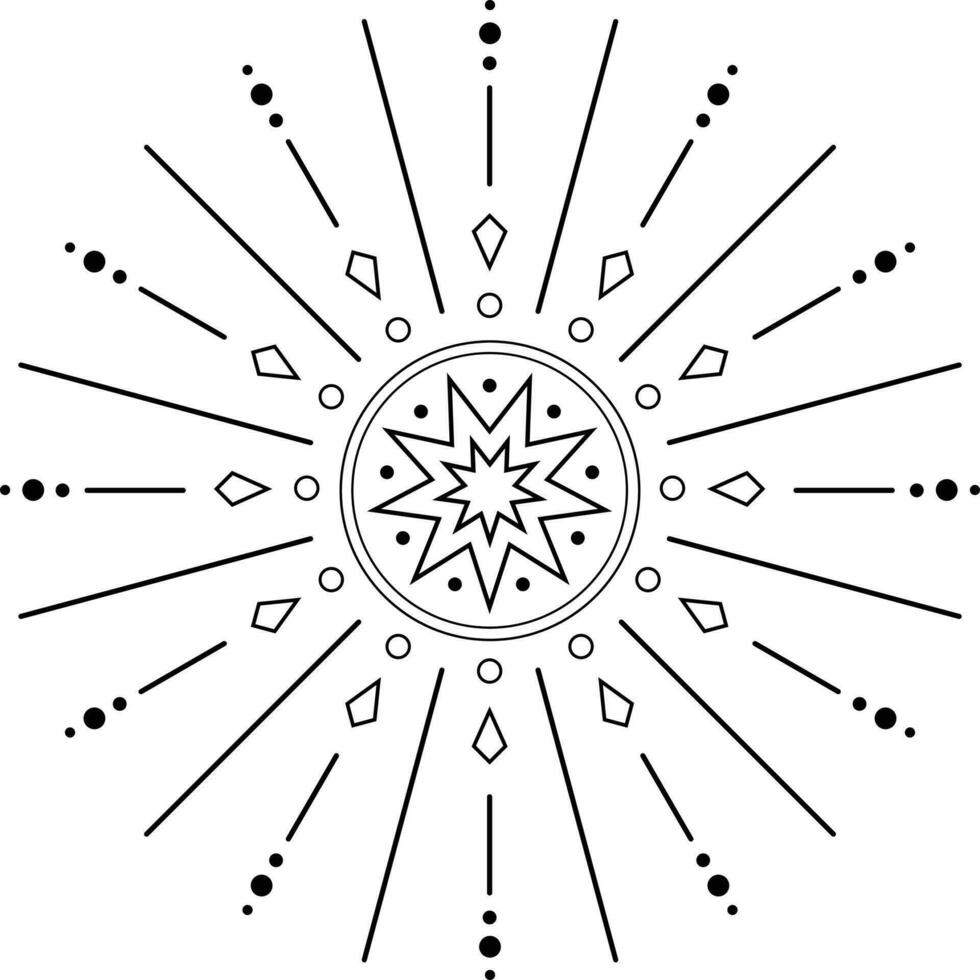 Aesthetic Celestial Sun Line Art vector