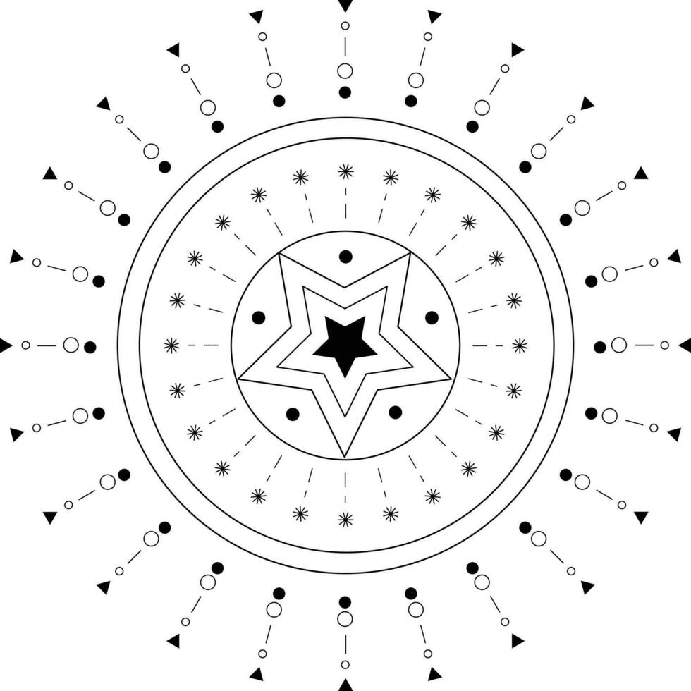 Aesthetic Celestial Sun Line Art vector