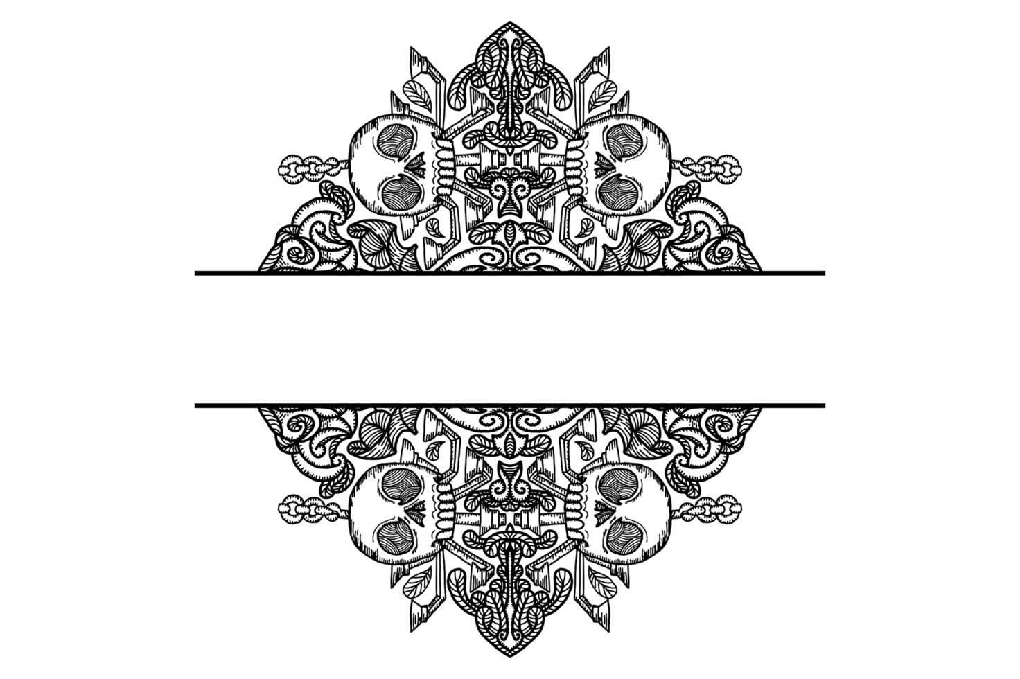Candle Holder Ornament With Human Skull Shape Border With Halloween Theme png