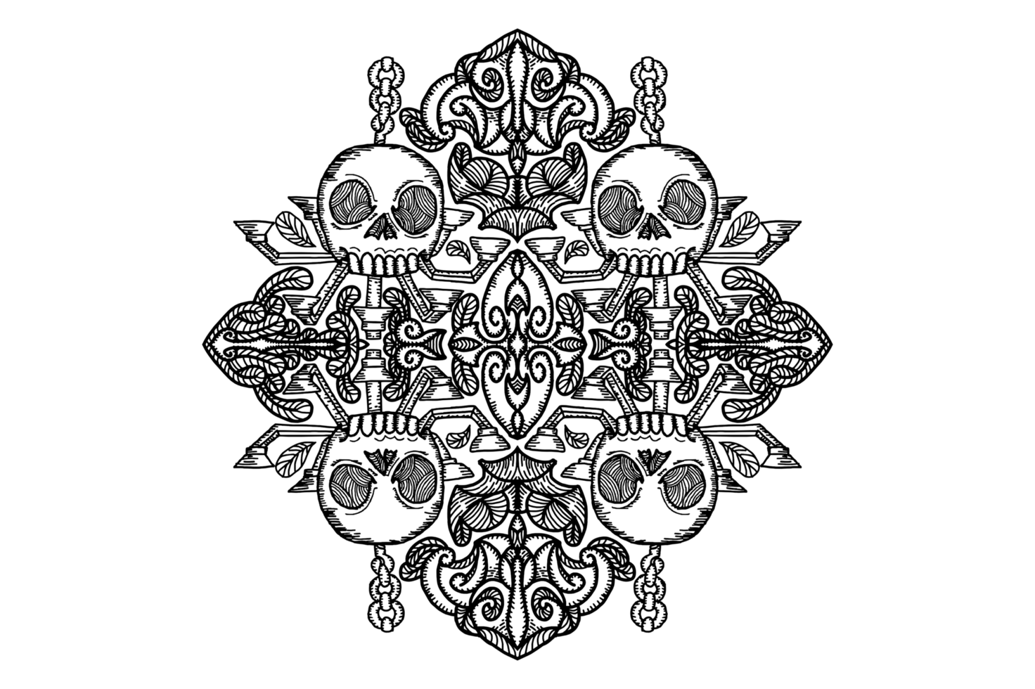 Candle Holder Ornament With Human Skull Shape Border With Halloween Theme png